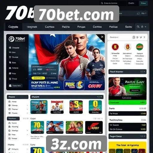 Experiência do usuário no 70bet.com e interface
